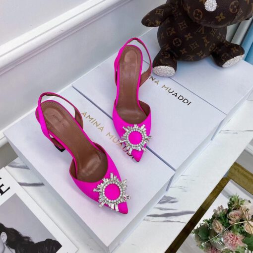 Туфли-босоножки женские Amina Muaddi розовые премиум-люкс коллекция 2021-2022 - фото 8