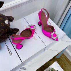 Туфли-босоножки женские Amina Muaddi розовые премиум-люкс коллекция 2021-2022