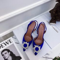 Туфли-босоножки женские Amina Muaddi синие премиум-люкс коллекция 2021-2022