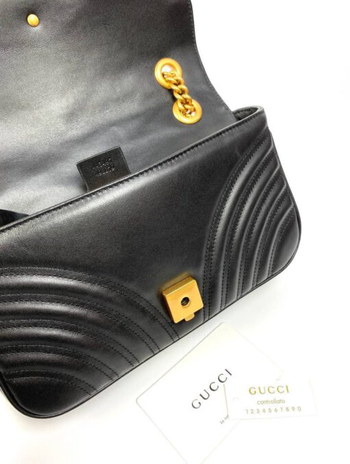 Женская сумка Gucci Marmont GG 26/15/7 черная премиум-люкс - фото 5