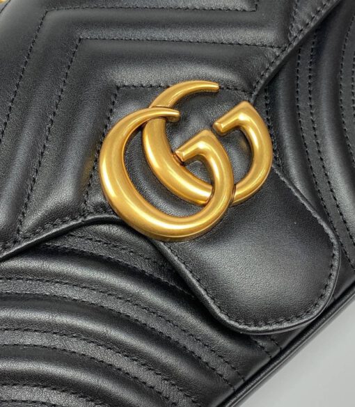 Женская сумка Gucci Marmont GG 26/15/7 черная премиум-люкс - фото 7