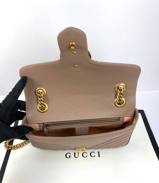 Женская сумка Gucci Marmont GG 26/15/7 коричневая премиум-люкс - фото 5