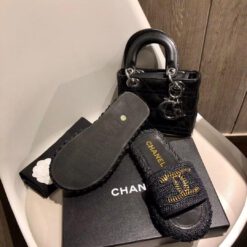 Шлепанцы женские Chanel черные премиум-люкс коллекция 2021-2022