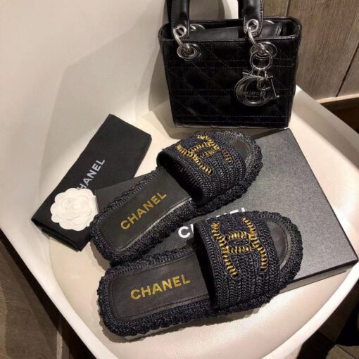 Шлепанцы женские Chanel черные премиум-люкс коллекция 2021-2022 - фото 9