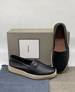 Мужские слипоны Tom Ford черные кожаные коллекция 2021-2022