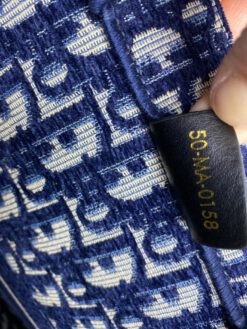 Женская сумка Dior из жаккардовой ткани синяя 41/34/15 см
