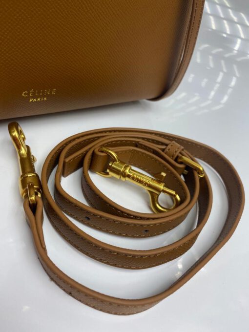 Женская кожаная сумка Celine коричневая 24/19/14 см - фото 2