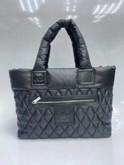 Женская тканевая сумка Chanel серая 36/28/16 см