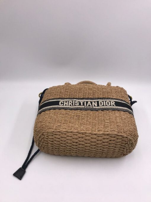Женская сумка-корзина Dior из ротанга коричневая  30/21 см - фото 3