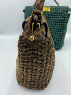 Женская плетеная сумка Fendi 78226 коричневая 30/27 см