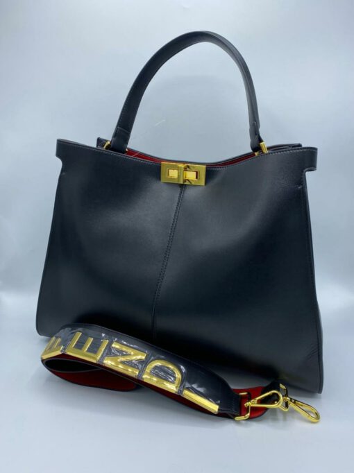 Женская кожаная сумка-тоут Fendi 78698 черная 42/32 см - фото 1