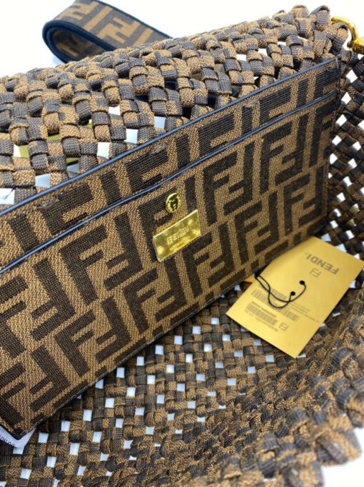 Женская плетеная сумка Fendi 78235 коричневая 28/15 см - фото 2