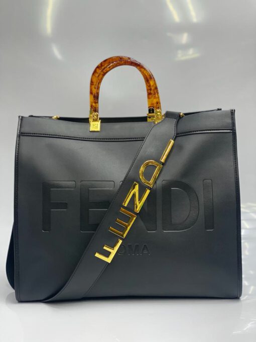 Женская кожаная сумка Fendi 83289 черная 40/34/21 коллекция 2021-2022 - фото 1
