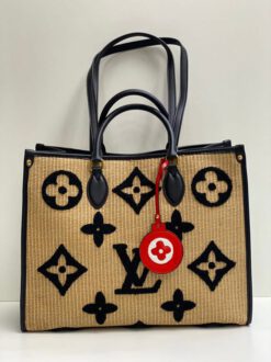 Женская сумка Louis Vuitton бежевая с чёрным рисунком 42/32/17 см - фото 5
