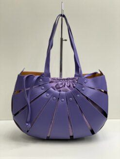 Женская кожаная сумка Bottega Veneta фиолетовая 39/24/10 см