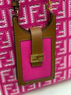Женская тканевая сумка Fendi 83394 розовая с рисунком-монограммой 38/32/19 см