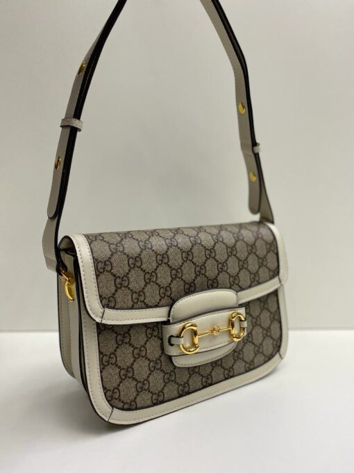 Женская сумка Gucci из канвы с белой окантовкой 26/18/8 см - фото 5