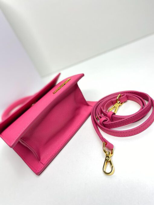 Женская маленькая кожаная сумка Jacquemus Le Chiquito ярко-розовая 17/13 см - фото 5