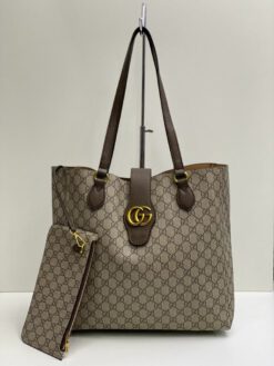 Женская сумка Gucci из канвы с рисунком-монограммой в комплекте кошелек 35/32/11 см