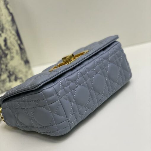 Женская кожаная сумка-клатч Dior со стежкой голубая 21/13/7 см - фото 5