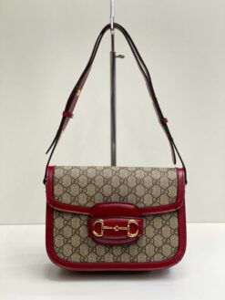 Женская сумка Gucci из канвы с красной окантовкой 26/18/8 см - фото 7