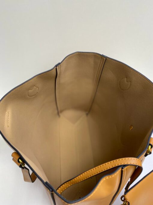 Женская сумка Gucci из канвы золотистая в комплекте кошелек 35/32/11 см - фото 2