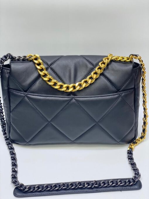 Женская кожаная сумка Chanel со стёжкой ромбами чёрная 35/23 см - фото 2