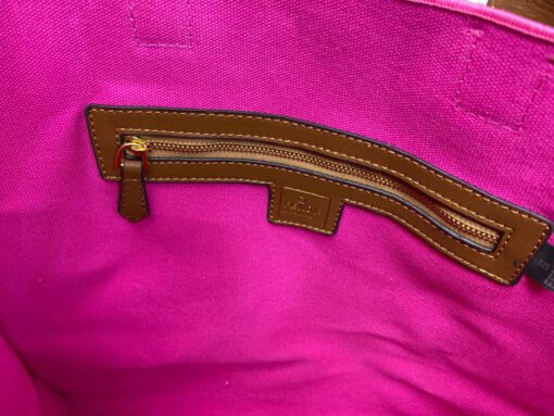 Женская тканевая сумка Fendi 83394 розовая с рисунком-монограммой 38/32/19 см - фото 6