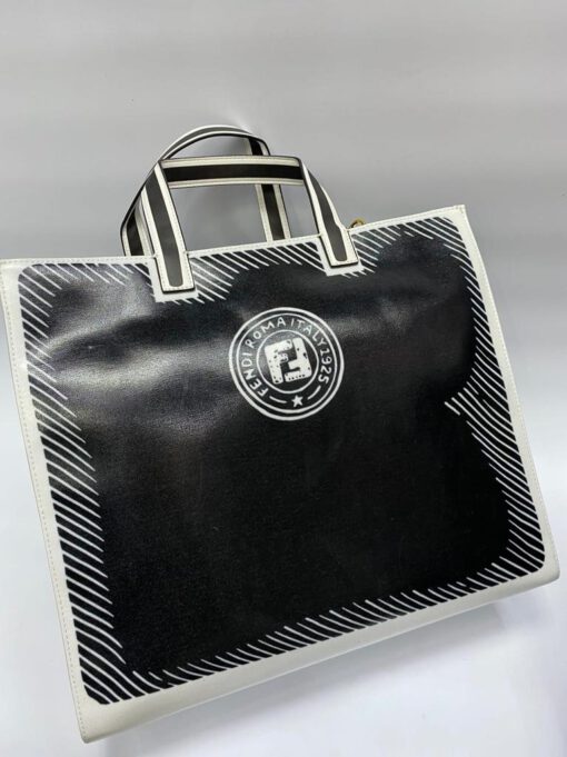 Женская кожаная сумка-тоут Fendi 83769 черная 41/36/18 см - фото 4