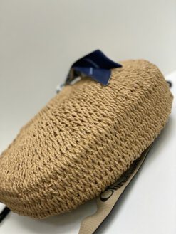 Женская сумка-корзина Dior из ротанга бежевая 38/24/7 см