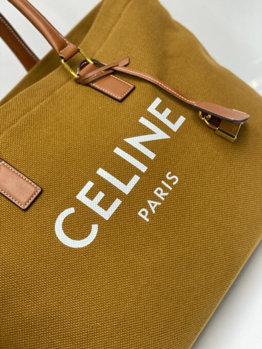 Женская сумка-шоппер Celine 41/30/14 см тканевая горчичная - фото 2