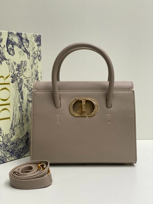 Женская кожаная сумка Dior серая 25/20/10 см - фото 1