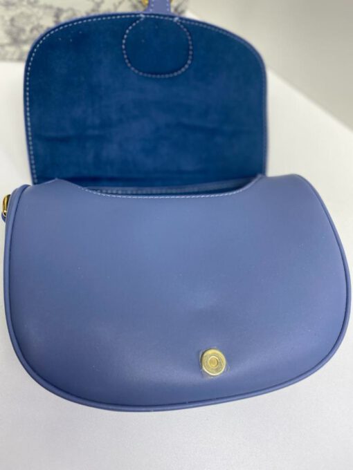 Женская кожаная сумка Dior Bobby синяя 23/17/7 см коллекция 2021-2022 - фото 4