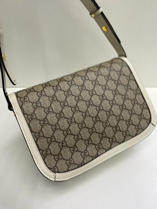 Женская сумка Gucci из канвы с белой окантовкой 26/18/8 см - фото 4
