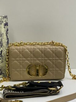 Женская кожаная сумка-клатч Dior со стежкой бежевая 21/13/7 см - фото 6