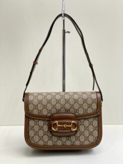 Женская сумка Gucci из канвы с коричневой окантовкой 26/18/8 см - фото 3