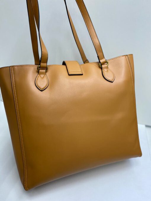 Женская сумка Gucci из канвы золотистая в комплекте кошелек 35/32/11 см - фото 4