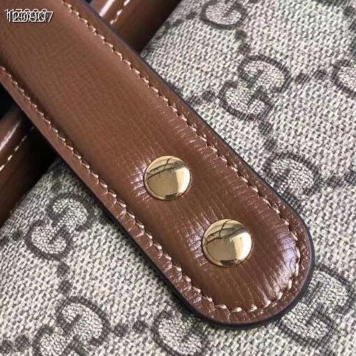 Женская кожаная сумка Gucci с рисунком и коричневыми вставками 28/17 см - фото 4