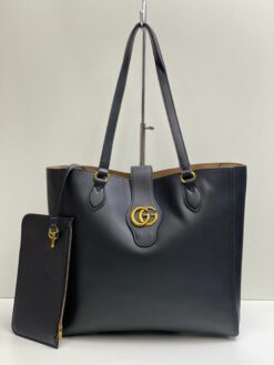 Женская сумка Gucci из канвы черная в комплекте кошелек 35/32/11 см - фото 11
