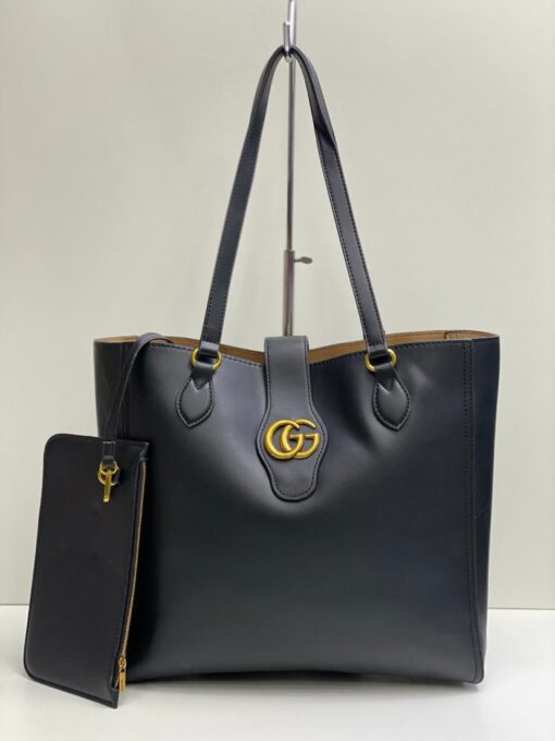 Женская сумка Gucci из канвы черная в комплекте кошелек 35/32/11 см - фото 1