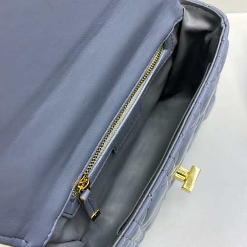 Женская кожаная сумка-клатч Dior со стежкой голубая 21/13/7 см - фото 4