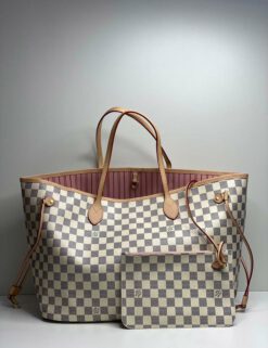 Женская сумка Louis Vuitton из канвы с кожаными вставками бело-серая 40/31/19 см - фото 13