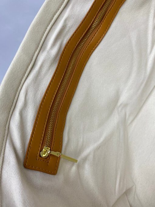Женская сумка-шоппер Celine тканевая белая 41/30/14 см - фото 2