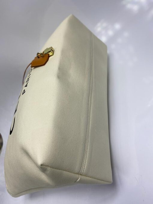 Женская сумка-шоппер Celine тканевая белая 41/30/14 см - фото 3