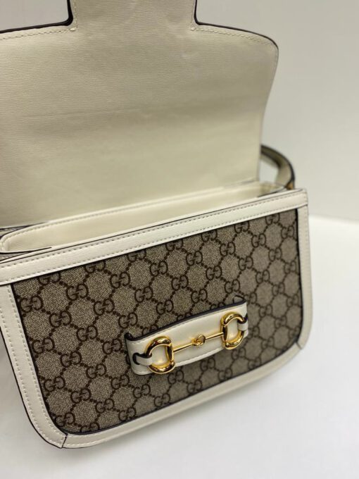 Женская сумка Gucci из канвы с белой окантовкой 26/18/8 см - фото 7