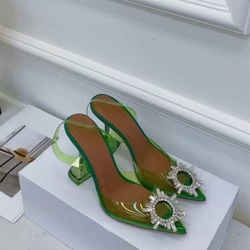 Туфли-босоножки женские силиконовые Amina Muaddi зеленые премиум-люкс коллекция 2021-2022 - фото 1