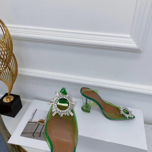 Туфли-босоножки женские силиконовые Amina Muaddi зеленые премиум-люкс коллекция 2021-2022 - фото 5