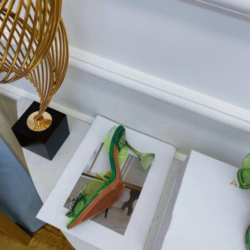 Туфли-босоножки женские силиконовые Amina Muaddi зеленые премиум-люкс коллекция 2021-2022 - фото 7