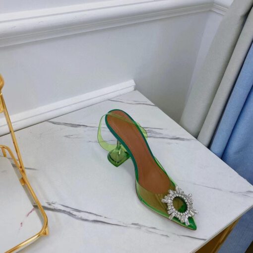 Туфли-босоножки женские силиконовые Amina Muaddi зеленые премиум-люкс коллекция 2021-2022 - фото 8
