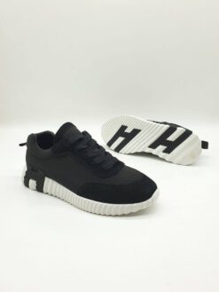 Женские тканевые кроссовки Hermes черные коллекция 2021-2022